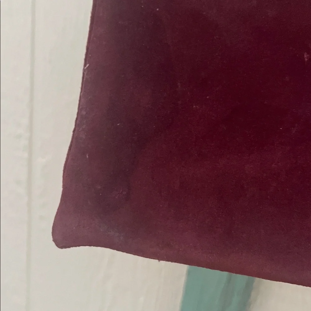 J.Crew Burgundy Suede Leather Envelope Chain Crossbody Clutch Bag